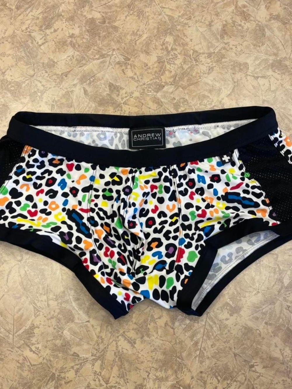 Andrew Christian Pride Animal Print Boxer Briefs/Trunks Like New Size Large